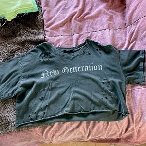 Forever 21, half shirt, gray.